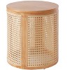 CAVINAS Round Nightstand with Rattan Woven Design, Bedside Table with Round Wood Tabletop, Hollow Woven End Table for Bedroom - 3 of 4