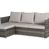 Outdoor Sofa Set, 6 Pcs Furniture Set, Wicker Sofa With Cushions,  L- Shaped Sofa, Detachable Lounger and Coffee Table -Coolbibila - 4 of 4