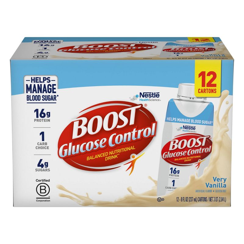 Boost Glucose Control Nutritional Shakes - Very Vanilla - 8 fl oz/12pk, 1 of 7