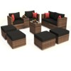 YOOCOZZ Outdoor 10-Piece Sectional Sofa Set with Thick Cushions and Pillows, Convertible Design - Brown - 4 of 4