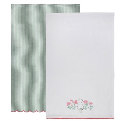 2pk Easter Decor Dish Towels Woven Easter Bunny - Bullseye's Playground™