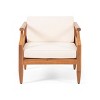 Okak Rustic Patio Accent Chairs Wide Upholstered Club Chairs,Set of 1,Outdoor Acacia Conversation seat for Porch,Garden&Backyard,400lbs Max - 2 of 4