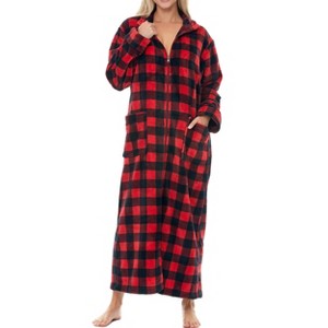 ADR Women's Zip Up Robe Fleece Soft Warm Plush Oversized Zipper Bathrobe - 1 of 3