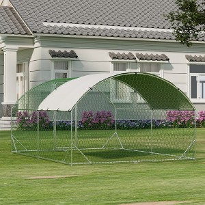 Large Metal Chicken Coop, Dome Chicken Coop with Upgrade Tri-Supporting, Chicken Run with Waterproof and Anti-UV Cover - 1 of 4