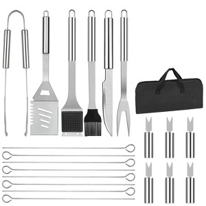Itopfox 21-Piece Grill Set with Stainless Steel Tools - BBQ Accessories Kit for Grilling, Camping, and Kitchen Use, Includes Spatula, Fork, Tongs - 1 of 4