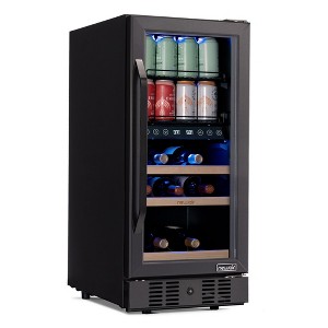 Newair 15 Inch Wine and Beverage Refrigerator - 13 Bottles & 48 Cans Capacity with Dual Temperature - 1 of 4