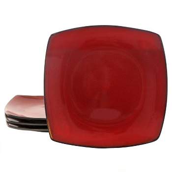 Hometrends Soho Lounge 4 Piece Square Stoneware Pate Set in Red
