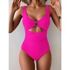 Eomenie Women's One Piece Swimsuit Tummy Control Ruched Bathing Suit Cutout V Neck Swimwear High Cut Tie Back Swim Suit - 3 of 3