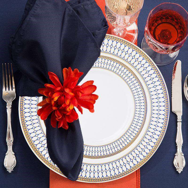 Smarty Had A Party 7.5" White with Blue and Gold Chord Rim Plastic Appetizer/Salad Plates (120 Plates), 3 of 5