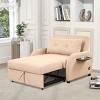 Modern Linen Sleeper Sofa with Wing Tables and USB Charging, Multi-Function Pull-Out Sofa Bed for Guest Room or Small Apartment–The Pop Home - 2 of 4