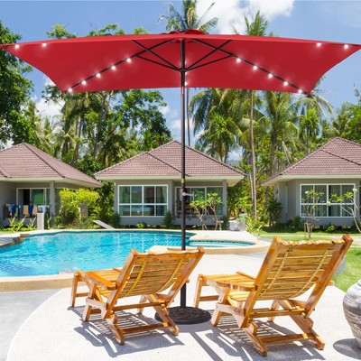 Sonkuki 10x6.5 ft LED Rectangular Patio Market Umbrella w/Tilt Adjustment