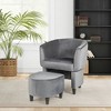 Tangkula Upholstered Velvet Barrel Chair w/ Ottoman Wood Frame Non-slip Felt Pads - 2 of 4