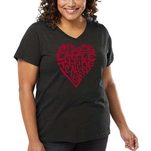 LA Pop Art Women's Word Art V-Neck - Crazy Little Thing Called Love - 1 of 4