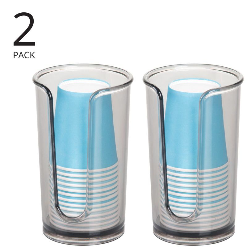 mDesign Small Plastic Disposable Paper Rinsing Cup Dispenser, 2 Pack, 2 of 7