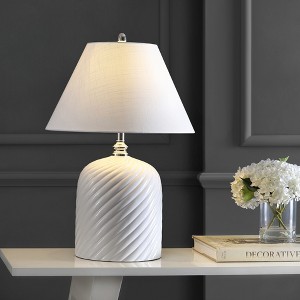 JONATHAN Y Serge Swirl Ceramic Bohemian Glam LED Table Lamp - 1 of 4