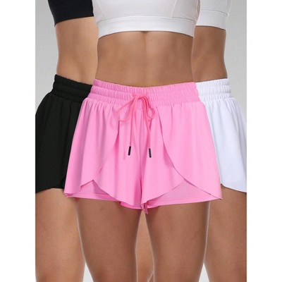 Clotth 3-Piece Flowy Athletic Shorts for Women Fitness Yoga Exercise Running Butterfly Tennis Sport Vitality Shorts
