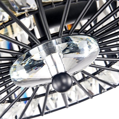Matte Black Crystal Drum Flush Mount Ceiling Light