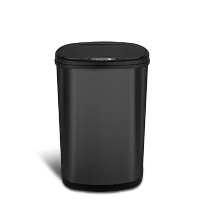 SEVOBAL Indoor Trash Cans Stainless Steel Kitchen Trash Can Bathroom Bedroom Waste Bin Touch Free Garbage Can 13 Gallon, Black, 16.5"*11.5"*26.5"