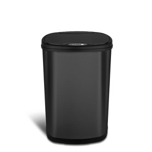 SEVOBAL Indoor Trash Cans Stainless Steel Kitchen Trash Can Bathroom Bedroom Waste Bin Touch Free Garbage Can 13 Gallon, Black, 16.5"*11.5"*26.5" - 1 of 4