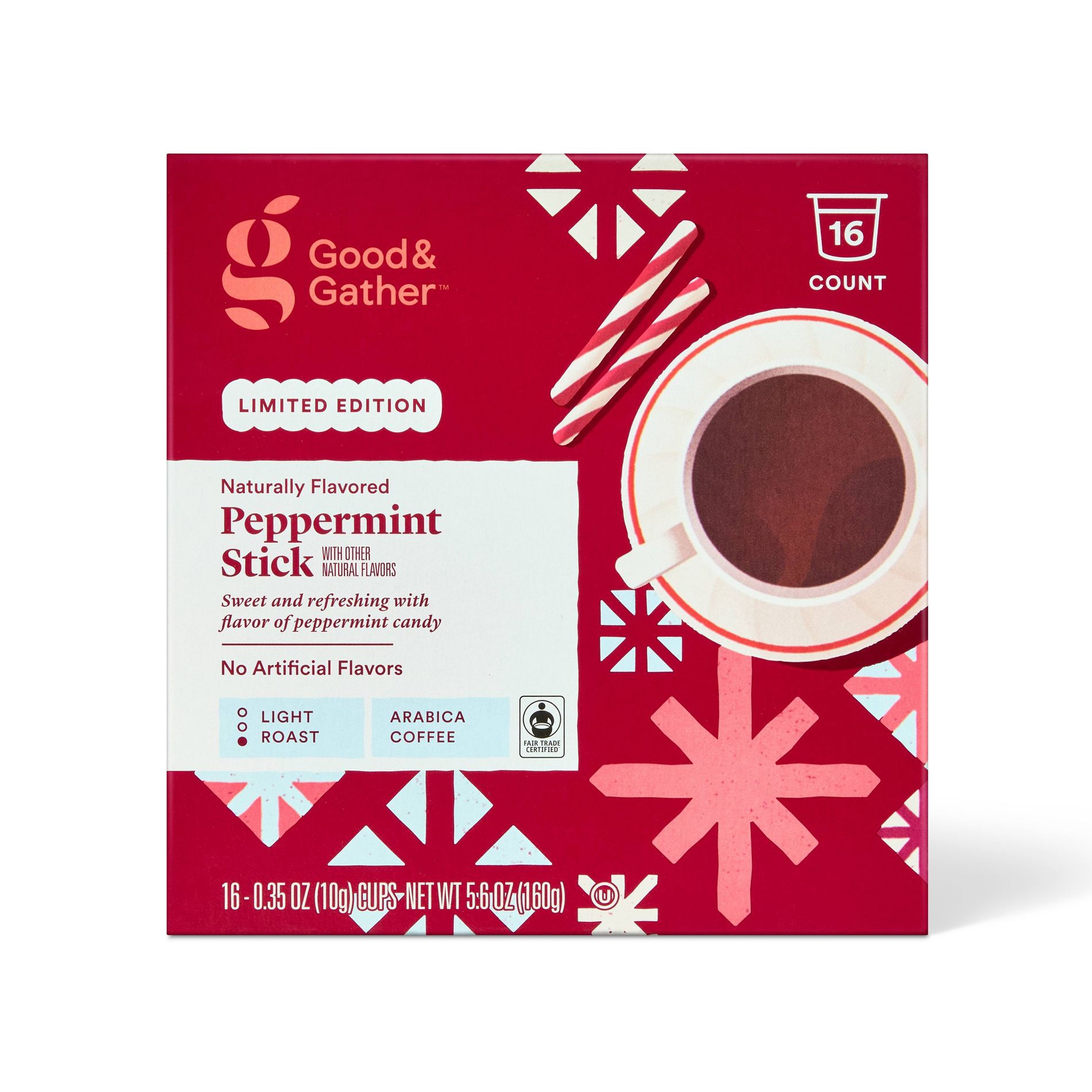 Naturally Flavored Peppermint Stick Light Roast Coffee - 16ct Single Serve Pods - Good & Gather™