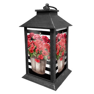 Briarwood Lane Spring Lantern 13.5" x 5.5" x 5.5" Striped Geraniums For Spring Lantern - 1 of 3