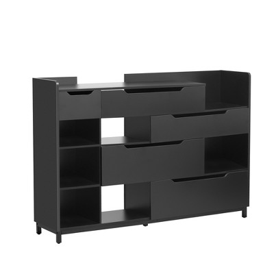 TIRAMISUBEST Black Shoe Cabinet - Modern Storage Organizer with Drawers & Shelves for Entryway, Hallway or Living Room