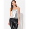 INSPIRE CHIC Women's Metallic Sleeveless Regular Fit Party Holographic Camisoles - 3 of 4
