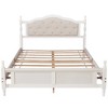 KIGFTSOD Queen Pine wooden Bed with Upholstered Headboard and Panel Footboard - 4 of 4