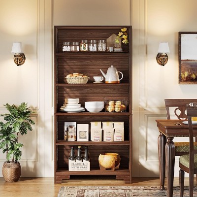 Hommoo 70.8" Tall 6-Tier Vintage Bookcase Dark Brown