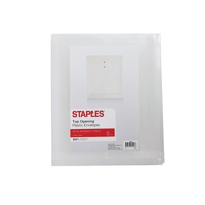 Staples Poly Wallets Top-Opening Letter Size Transparent 5/Pack (34529) 599608