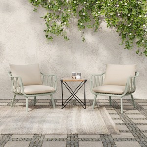 Modern Outdoor Plastic Armchair Set of 2, Weather-Resistant Patio Chairs with Waterproof Cushions for Garden-3irtyhousy - 1 of 4