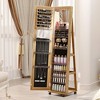 Fredees 360° Rotating LED Jewelry Armoire with Lock, Full Length Mirror, Large Floor Standing Organizer with Shelves,White - 3 of 4