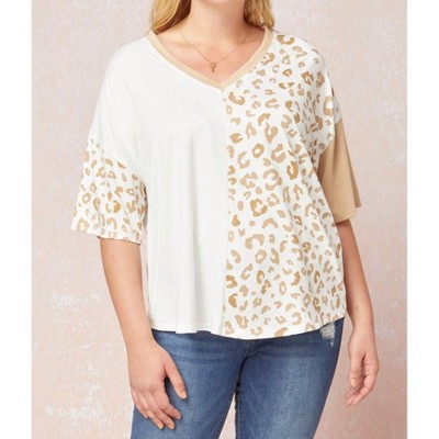 Women's Color Block Leopard Top - entro
