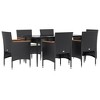 vidaXL 9 Piece Patio Dining Set with Cushions Black - 63" Table Length Black 6 Chairs - 3 of 4