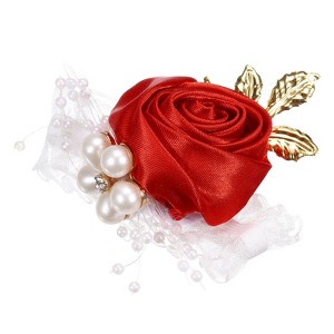 Unique Bargains Decorative Wedding Prom Party Artificial Rose Wrist Corsages 2.76" - 1 of 3