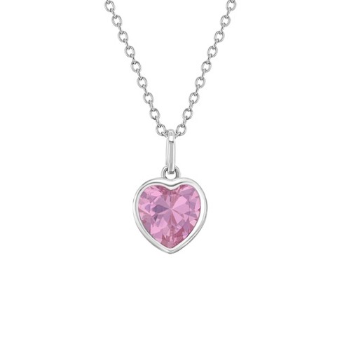 Girls' Cz Birthstone Heart Sterling Silver Necklace - In Season Jewelry ...