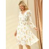 Allegra K Women's Boho Floral V Neck Tie Waist Long Sleeve Chiffon Wrap Midi Dress - 2 of 4
