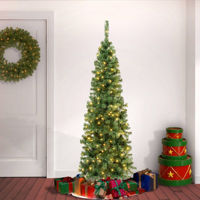 National Tree Company First Traditions Pre-Lit LED Slim Linden Spruce Artificial Christmas Tree Warm White Lights, 3 of 6