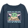 Women's - Star Wars - The Mandalorian Grogu The Way To Snacks Lightweight French Terry Wide Neck Long Sleeve Graphic Shirt - 2 of 4