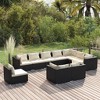 vidaXL Poly Rattan Patio Lounge Set - 10 Piece Outdoor Furniture with Cushions, Black and Cream, Powder-Coated Steel Frame - 2 of 4