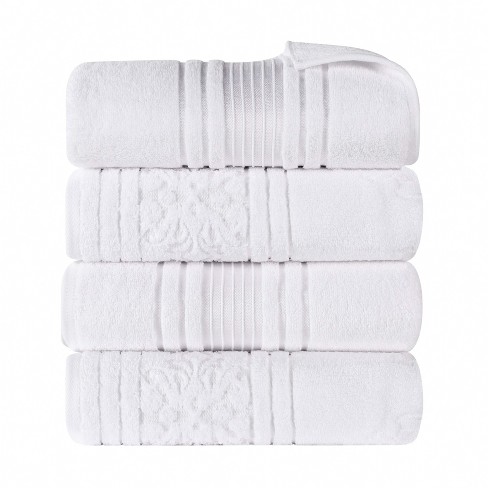 Cotton Geometric Jacquard Plush Soft Absorbent 3 Piece Bath Towel Set By  Blue Nile Mills : Target
