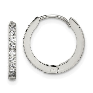 Chisel Stainless Steel Polished with Preciosa Crystal 2mm Hinged Hoop Earrings - 1 of 4