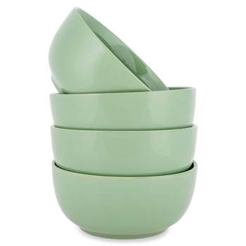 Elanze Designs Bistro Glossy Ceramic 6.5 inch Soup Bowls Set of 4, Sage Green