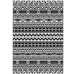 NAYSAYE Outdoor Rug Reversible Waterproof Plastic Straw Mat 6' x 9' with Carry Bag for Patio Garden and Travel, Black and White - 1 of 4