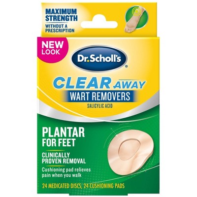 Dr. Scholl&#39;s Clear Away Wart Remover Plantar for Feet &#8211; 24 Medicated Discs and 24 Pads
