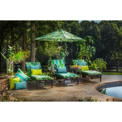 Aruba Stripe Blue and Green Outdoor Throw Pillows, Set of 2