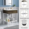 Modern Freestanding Bathroom Vanity with Resin Sink, Storage Cabinet and Open Glass Shelf, Contemporary Bathroom Cabinet Set - 3 of 4