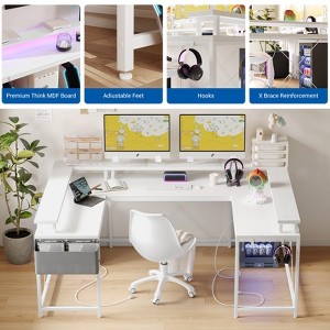 U Shaped Gaming Desk, 79" Reversible l Shaped Desk with Power Outlets,  Lights, Monitor Stand & Storage Shelves - 1 of 4