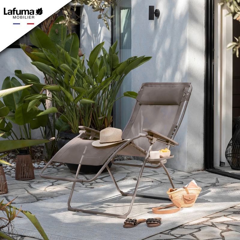 Lafuma Futura XL Zero Gravity Portable Ergonomic Outdoor Steel Framed Lawn Patio Recliner Folding Lounge Chair with Headrest Cushion, Graphite, 4 of 7