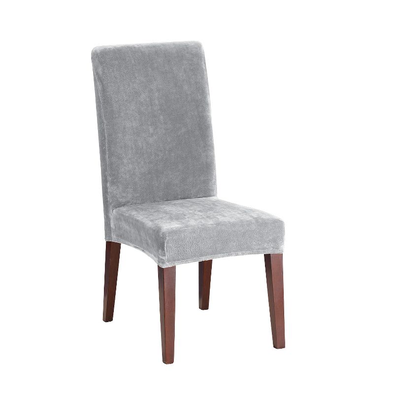 Stretch Plush Dining Room Chair Slipcover Gray - Sure Fit, 1 of 5
